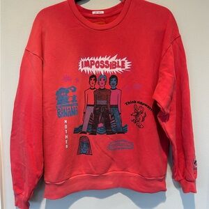 MOTHER Red Graphic Crewneck Sweater